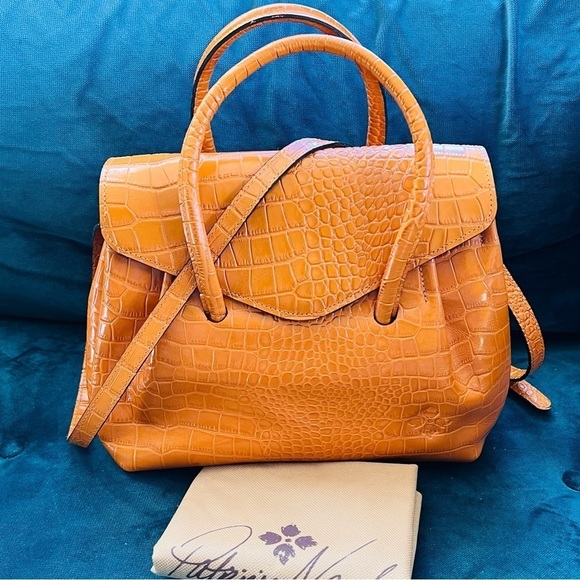 Patricia Nash Notely Croc Embossed Leather Flap Satchel Crossbody Bag - Picture 5 of 11